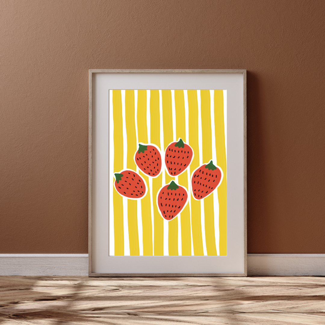 Stripes and strawberries | A4 art print