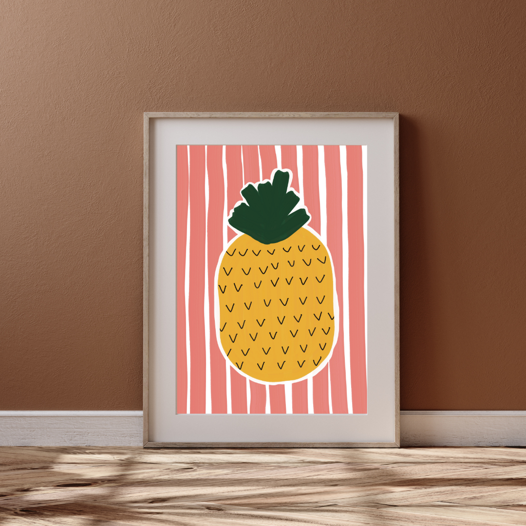 Stripes and pineapple | A4 art print