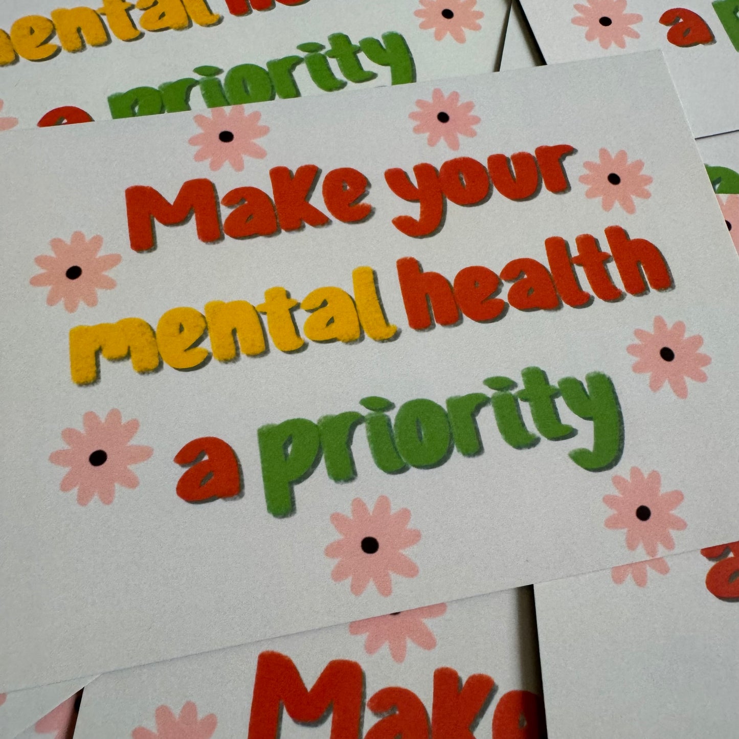 Make Your Mental Health a Priority | A6 blank back postcard