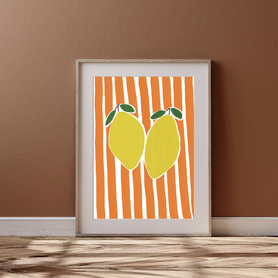 Stripes and lemons | A4 art print