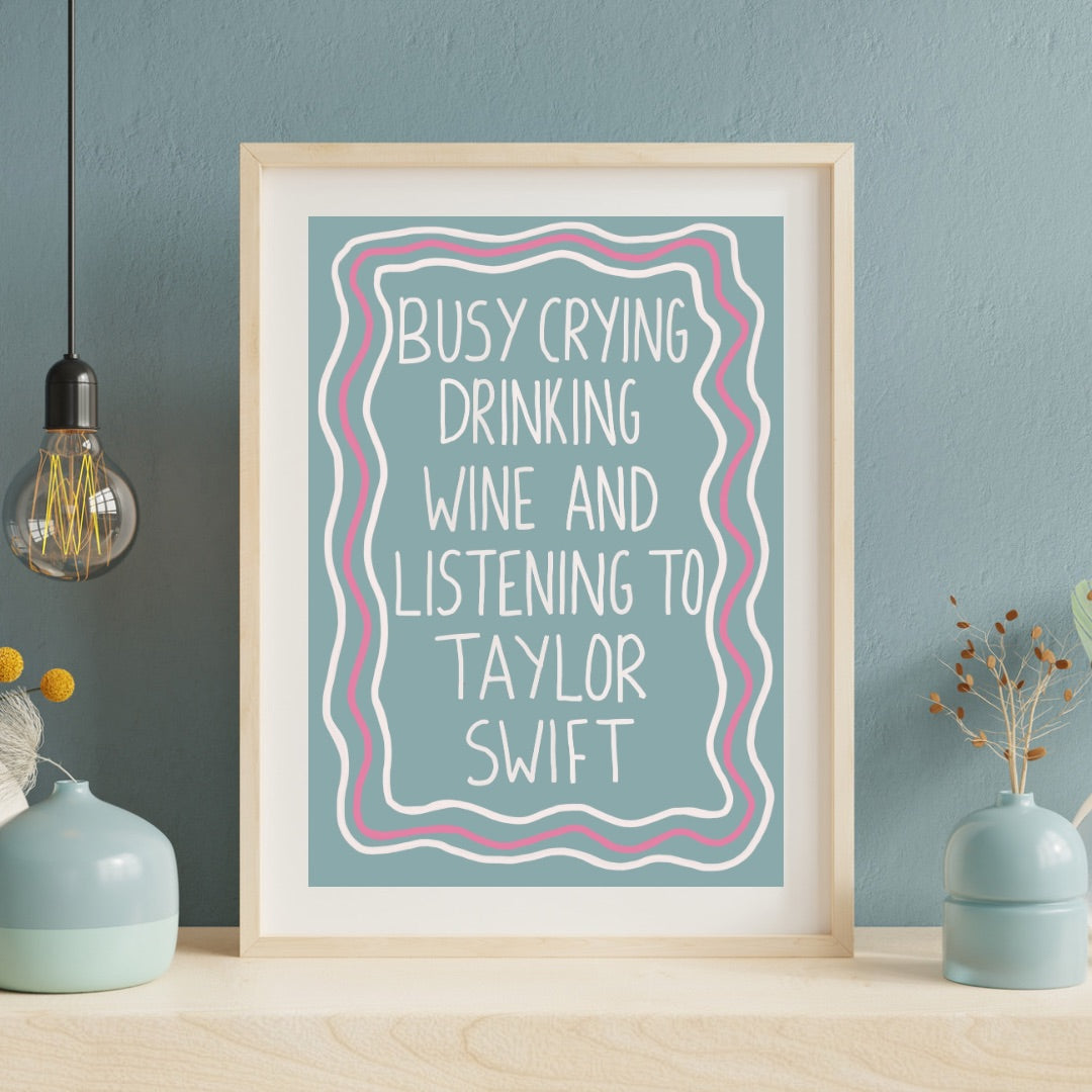 Busy drinking wine | A4 art print