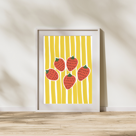 Stripes and strawberries | A4 art print
