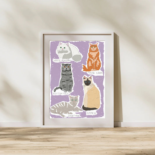 Types of cats | A4 art print