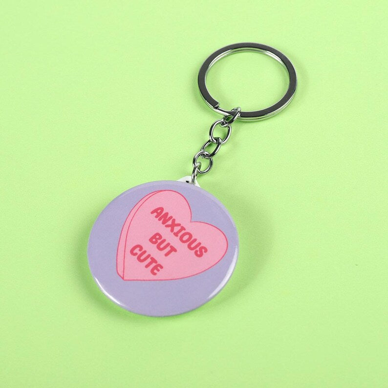 Anxious but cute | Mirror key chain