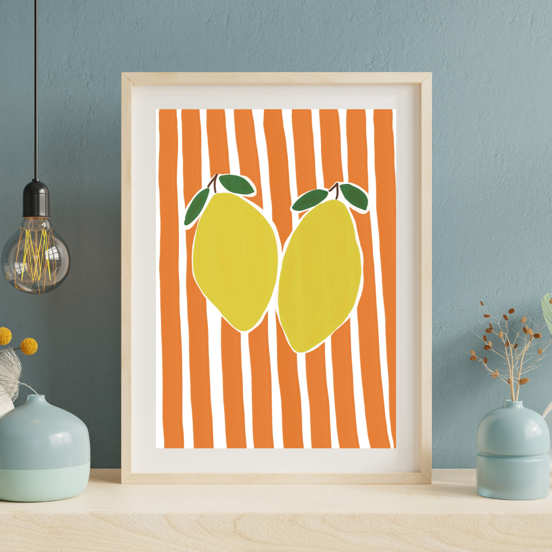 Stripes and lemons | A4 art print