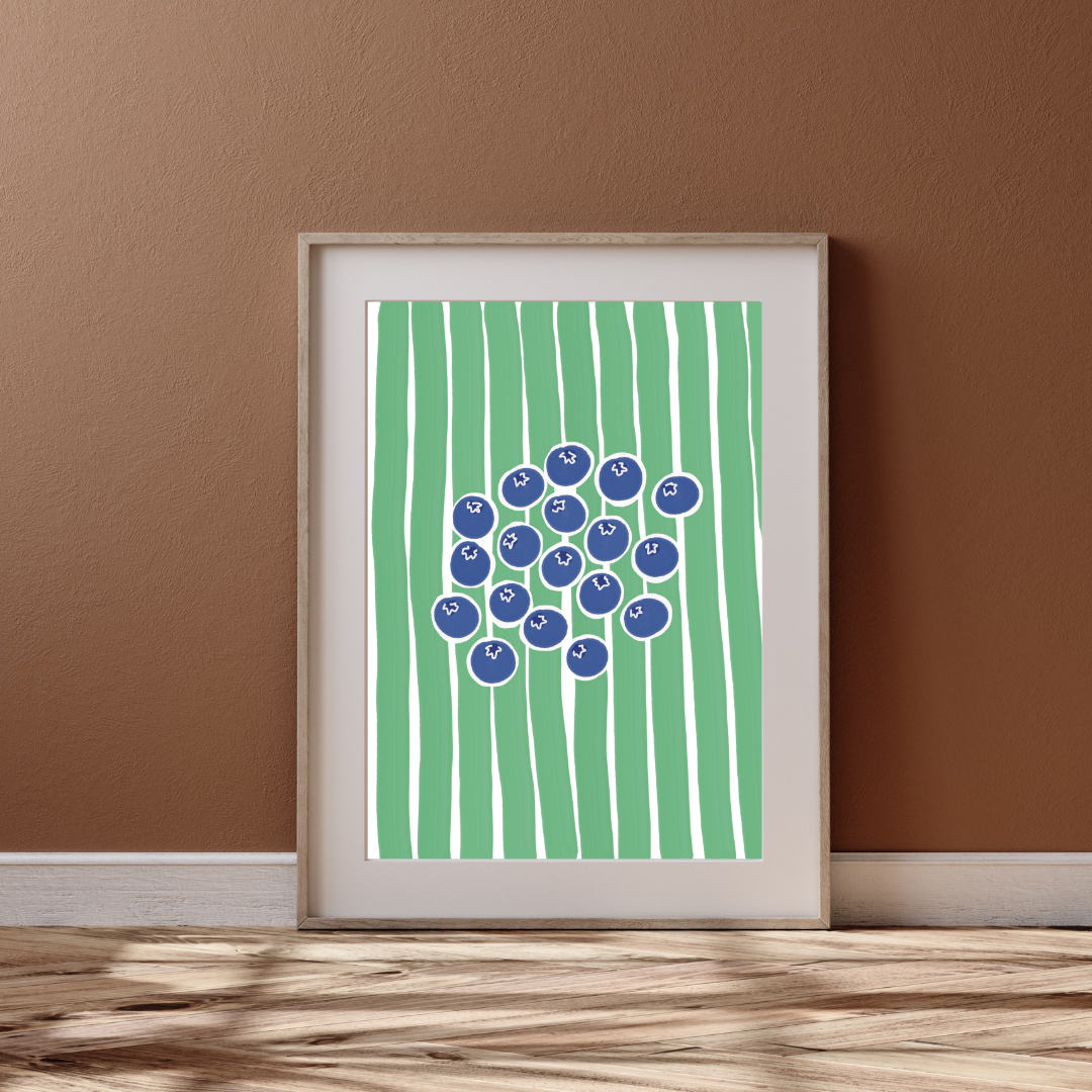 Stripes and blueberries | A4 art print