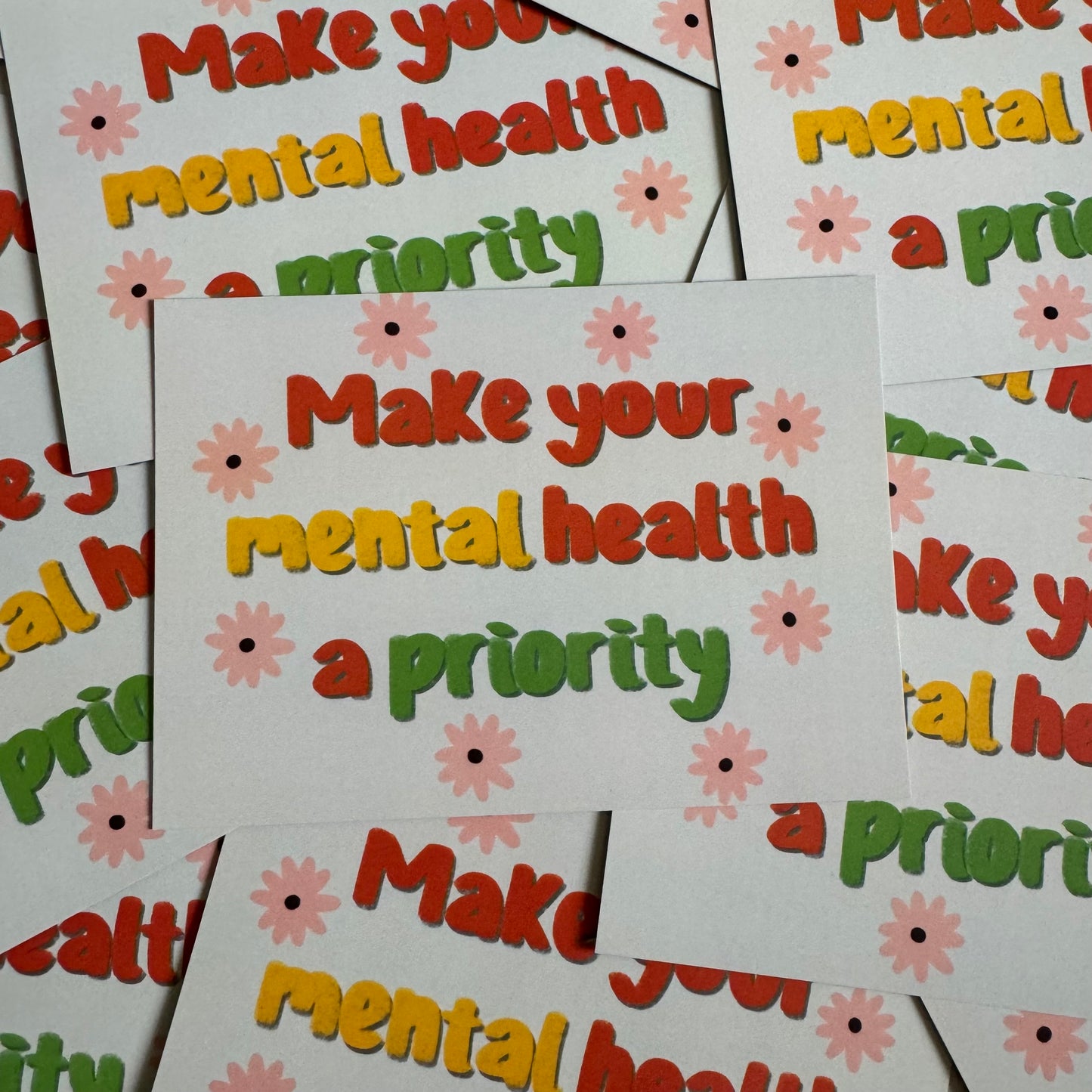 Make Your Mental Health a Priority | A6 blank back postcard