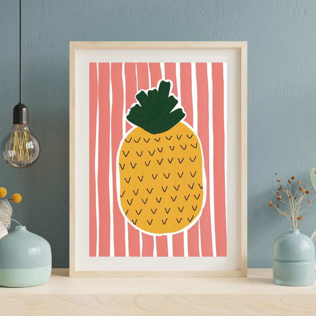 Stripes and pineapple | A4 art print