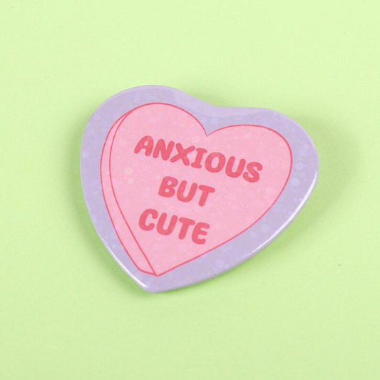 Anxious but cute | Heart Pin Badge