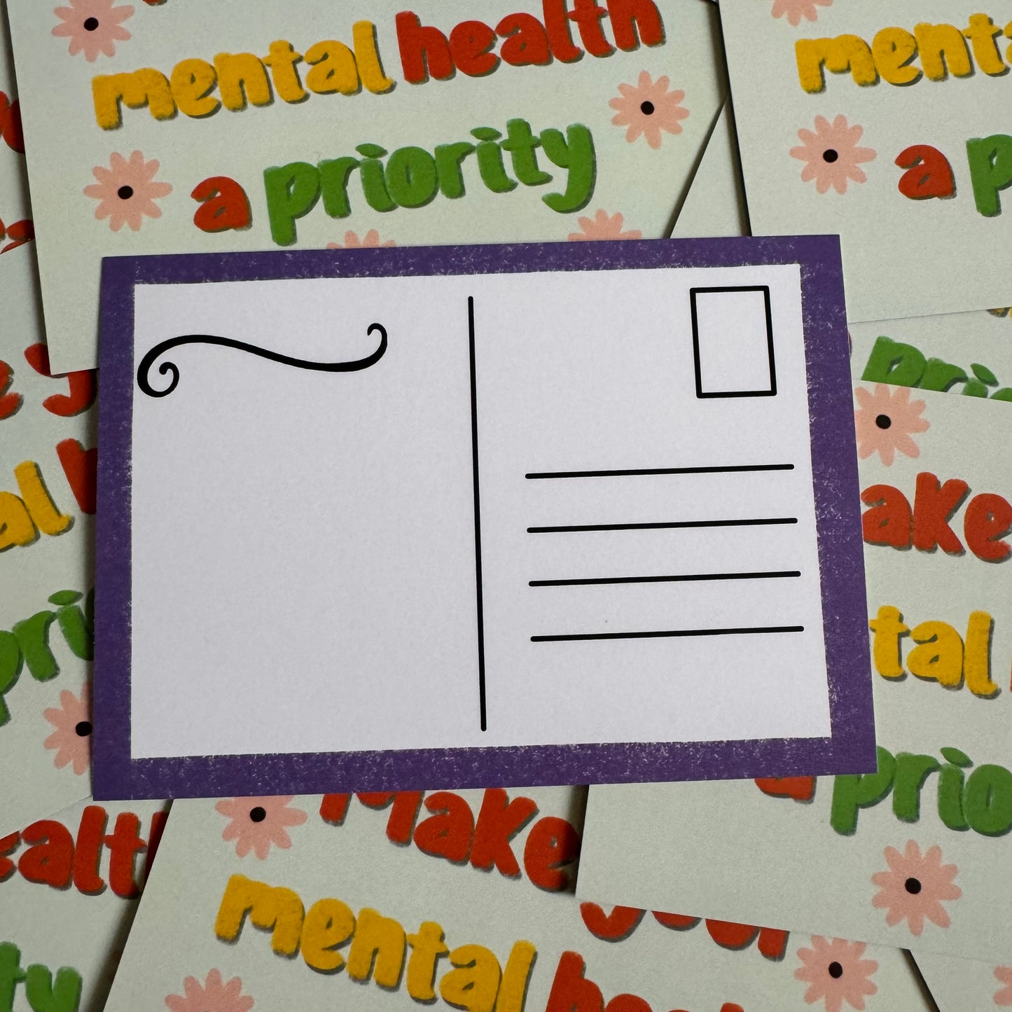 Make Your Mental Health a Priority | A6 blank back postcard