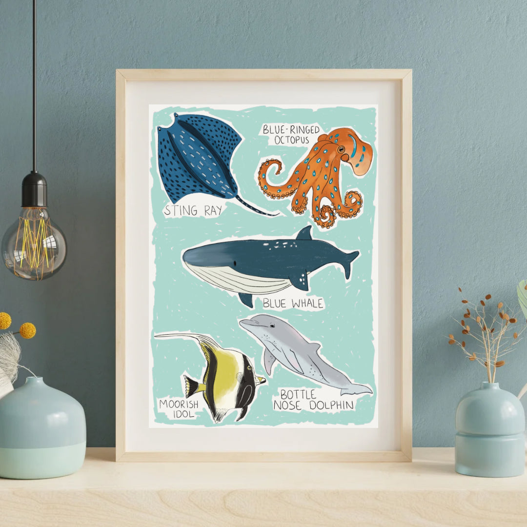 Ocean Animals | A4 art print