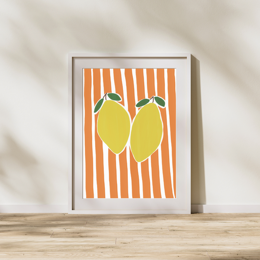 Stripes and lemons | A4 art print